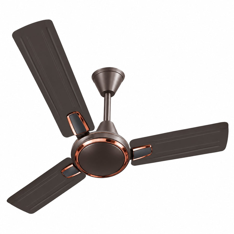 Rudro Breeza Ceiling Fan 1200 mm - Dark Brown with Copper Ring - Rudro, Ravindra Industries Balasore