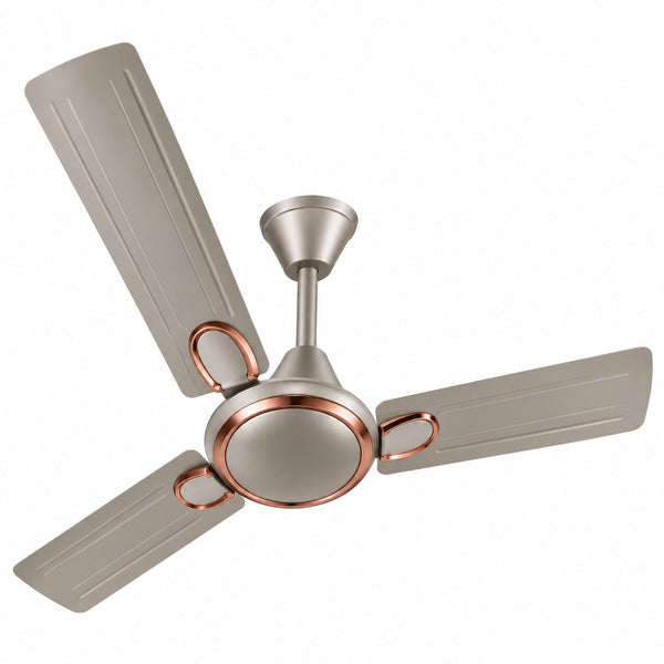 Rudro Breeza Ceiling Fan 1200 mm - Silver Grey with Copper Trim - Rudro, Ravindra Industries Balasore